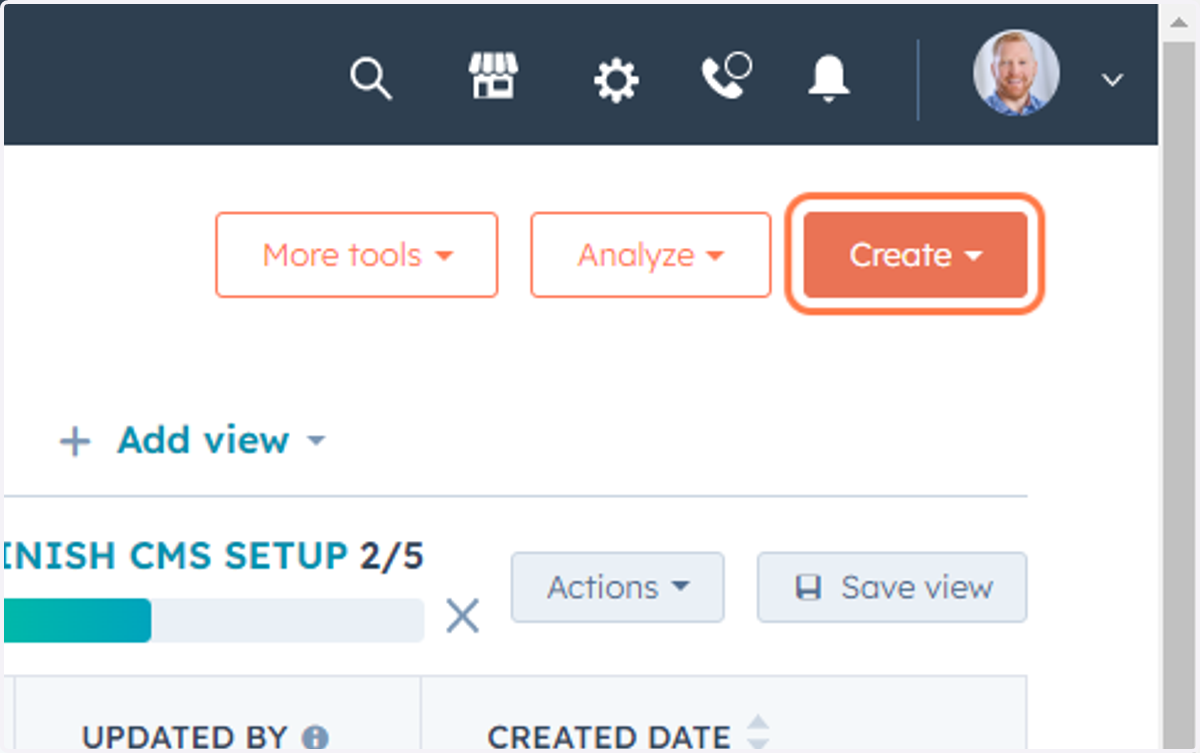Click on Create