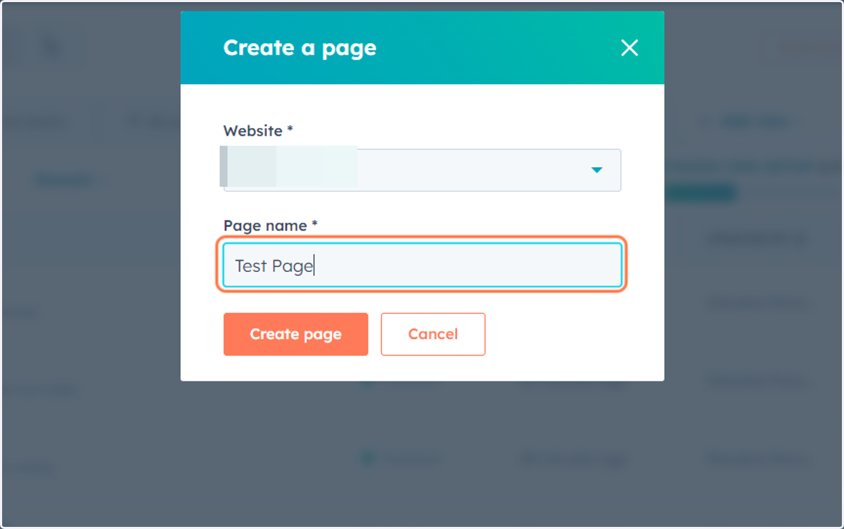 Type "Test Page"