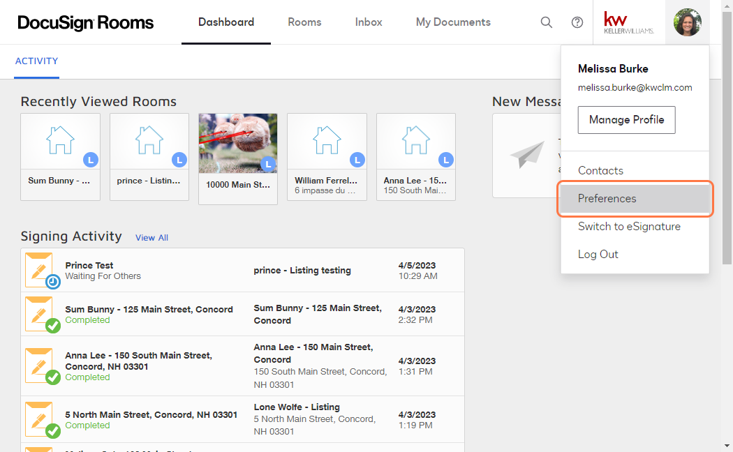 Click on Preferences