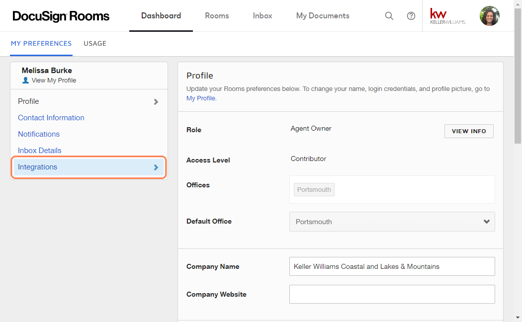 Click on Integrations