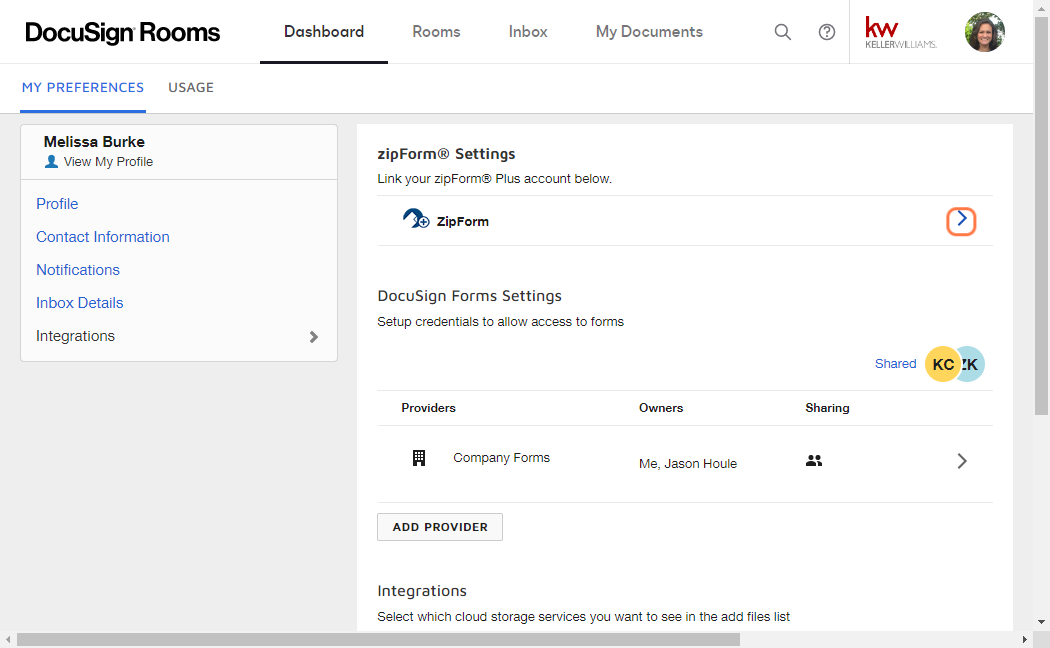 Click on Arrow for zipForms Plus
