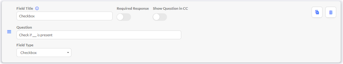 Checkbox will create a checkbox to the left of the Permit Question.