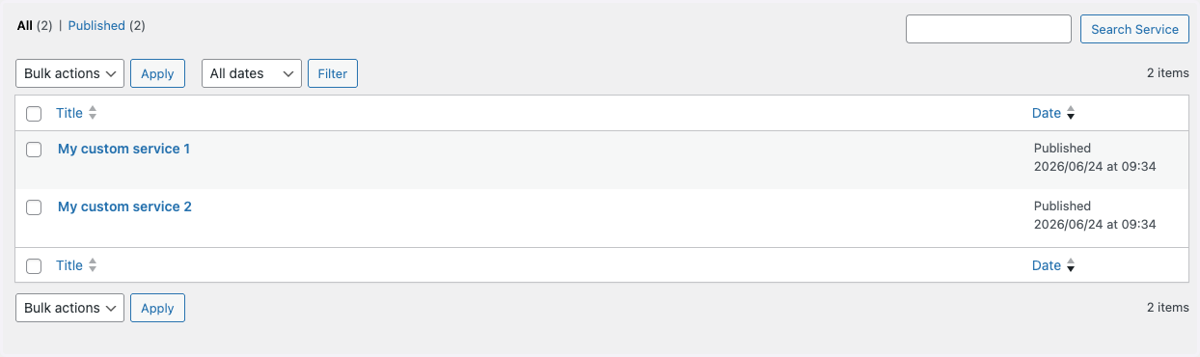 Your services (or clinics) will display in a list. To reorder, simply click and hold the name of the service and drag it to its new place in the order.