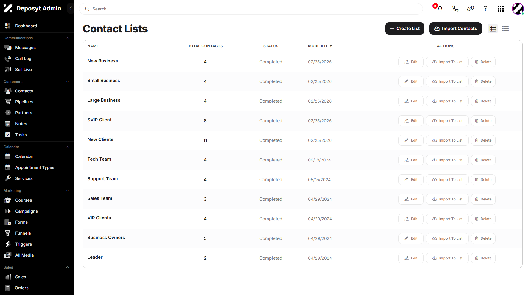 Step 3: You will then be taken to a new page, where you can access your Lists. This feature allows users to navigate instantly to any section with just one click, making it easier to view, manage, and organize your lists efficiently without having to go through multiple menus.