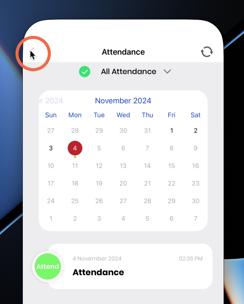 'Attendance' yang dihasilkan dipamerkan seperti di bawah.