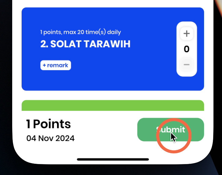 Klik 'Submit' selepas memilih item kepada anak. Kemudian klik 'OK'.