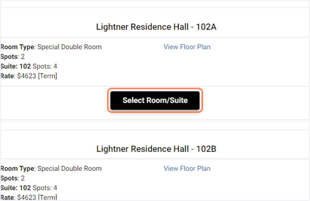 Click on Select Room/Suite