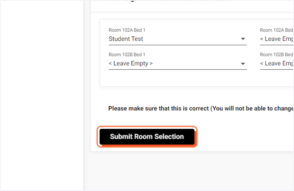 Click on Submit Room Selection