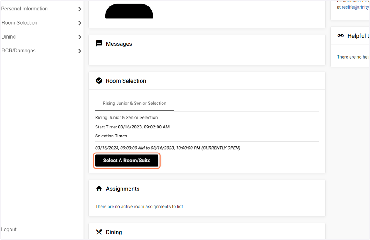 Click on Select A Room/Suite