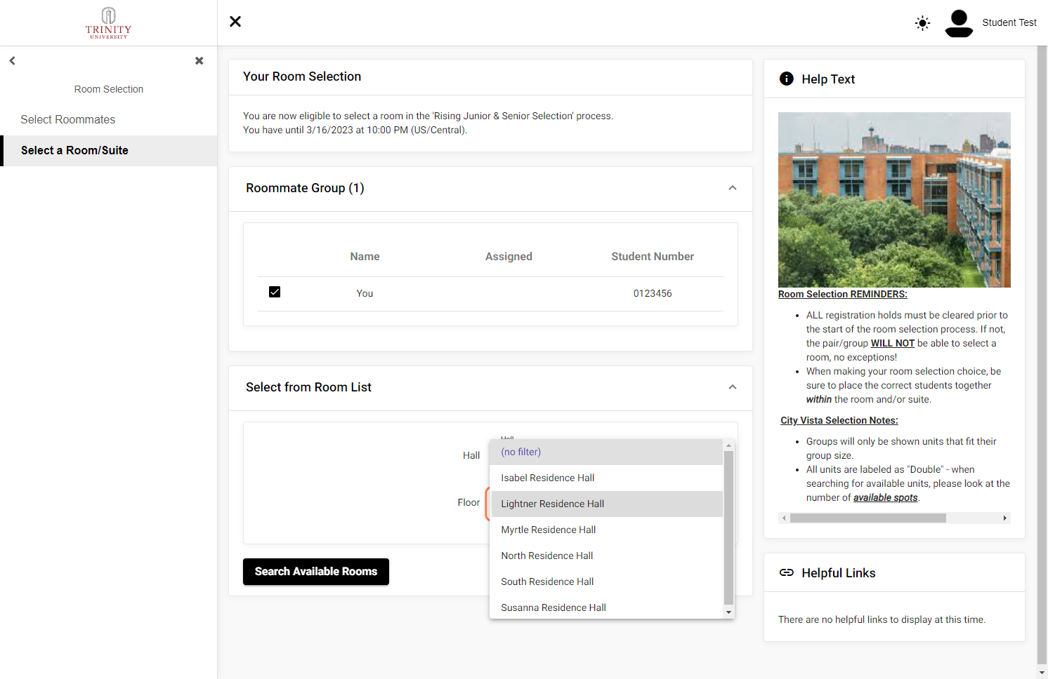 Click on your preferred Hall
