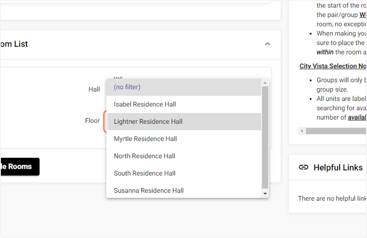 Click on your preferred Hall