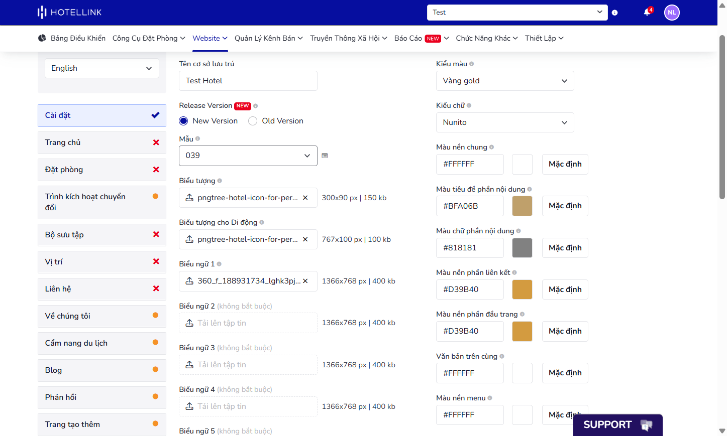 Biểu tượng cho Di động: Tải lên logo theo đúng kích thước quy định. Logo sẽ hiển thị trên website ở giao diện di động.