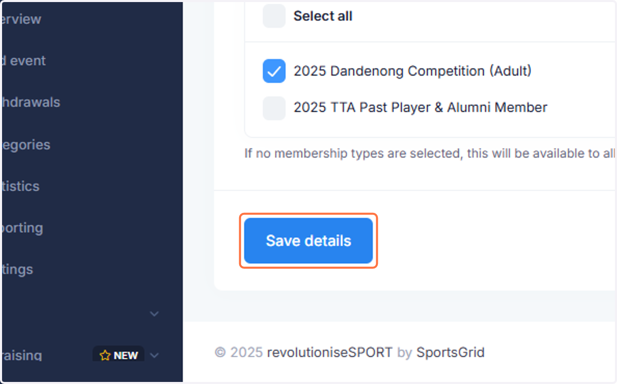 Click on Save details