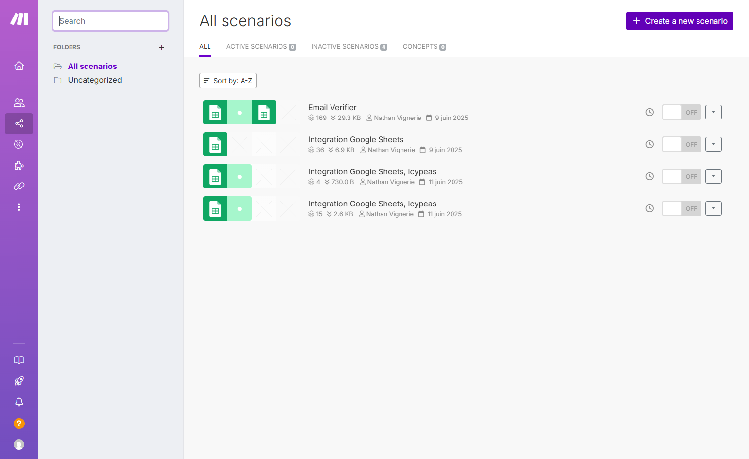 Go to Make and click on Create a new scenario.