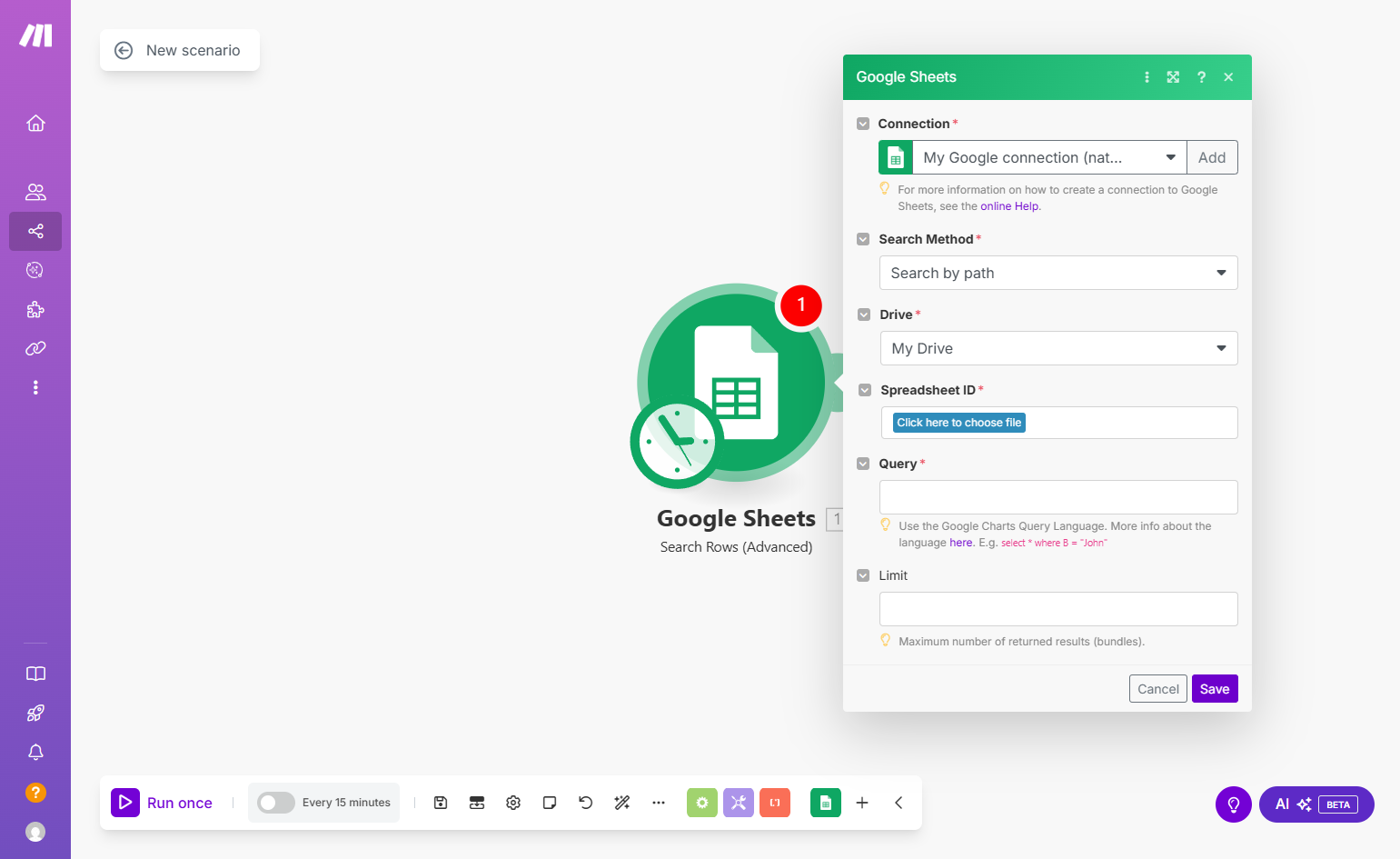 Click on Add and connect to your Google account.