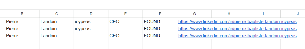 Go back to your Google Sheet document, the result will be displayed.