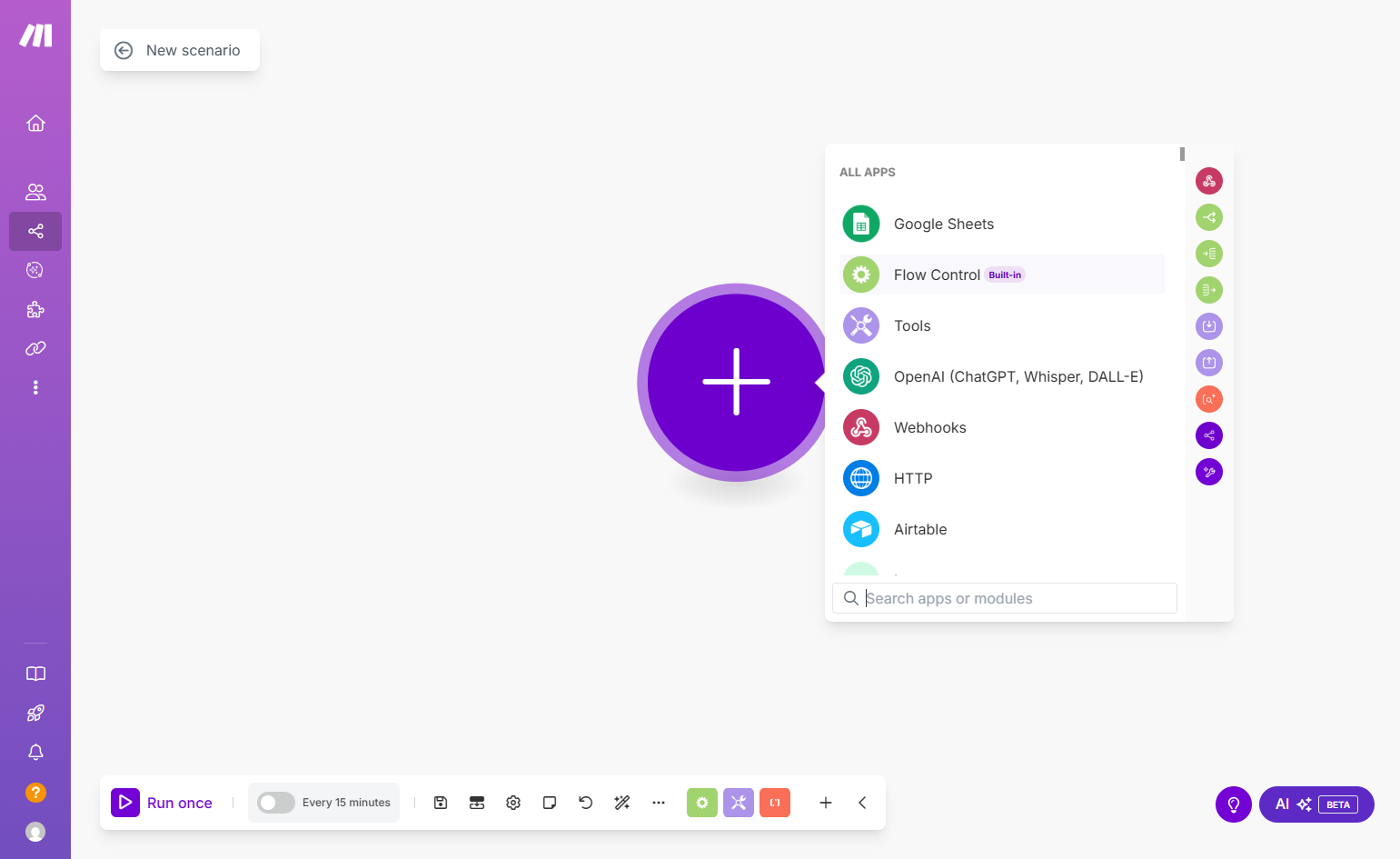 Select Google Sheets.