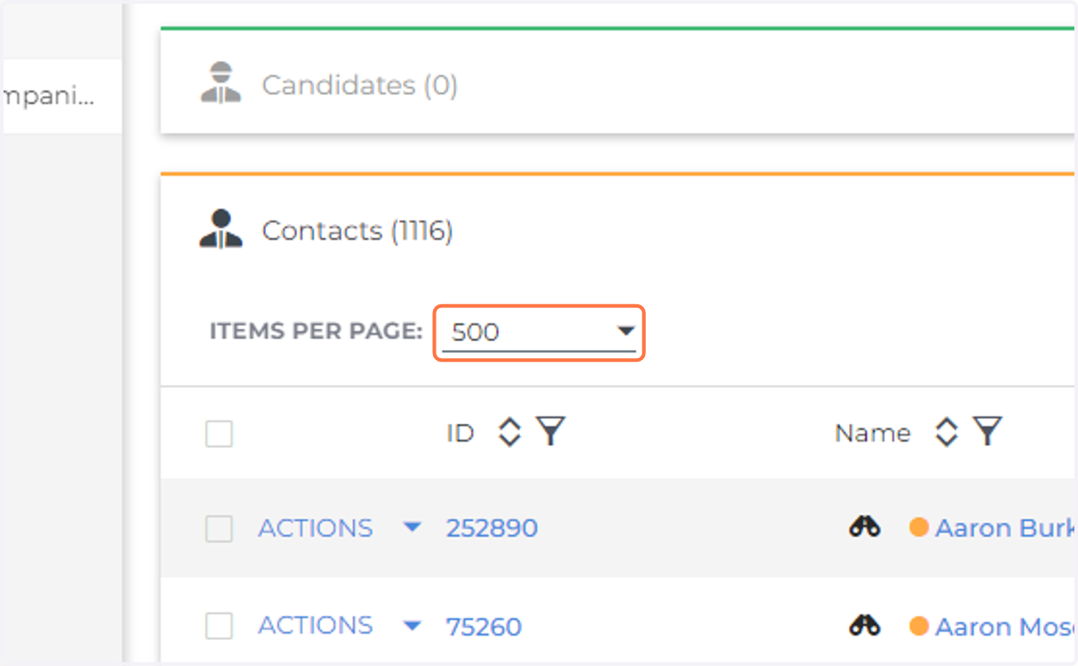 Change the drop-down to show 500 per page.