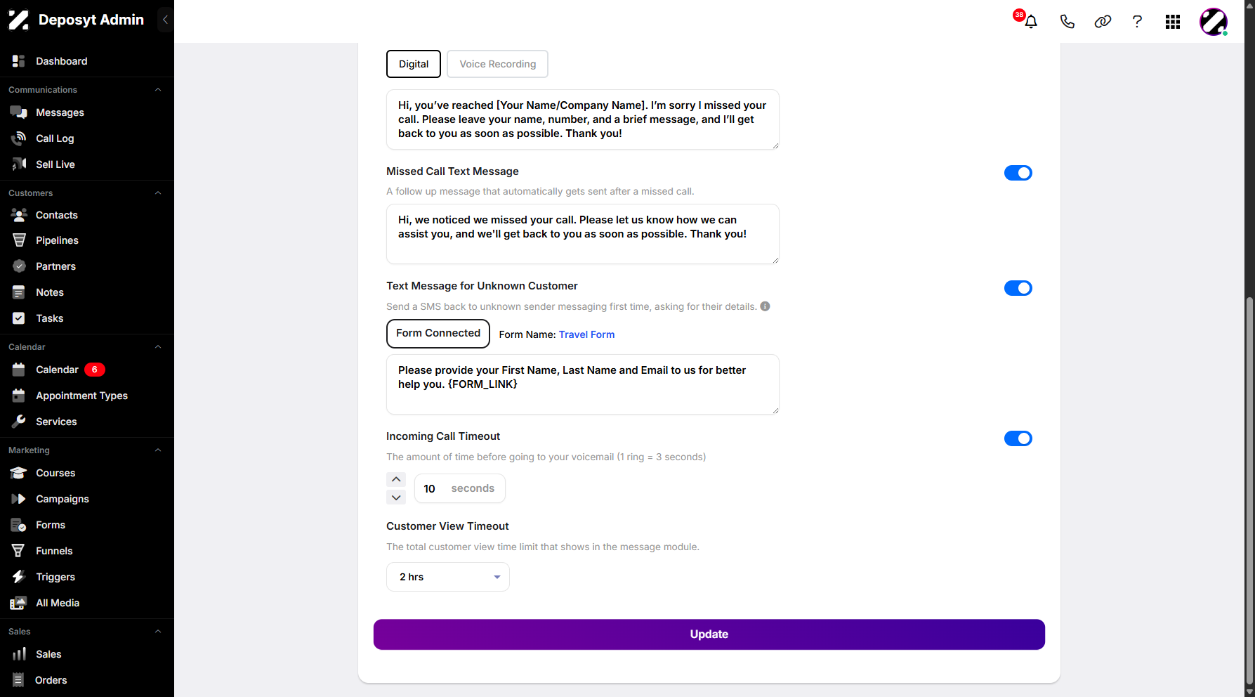 Step 10: Once everything is set, click the Update button to save and apply the changes.