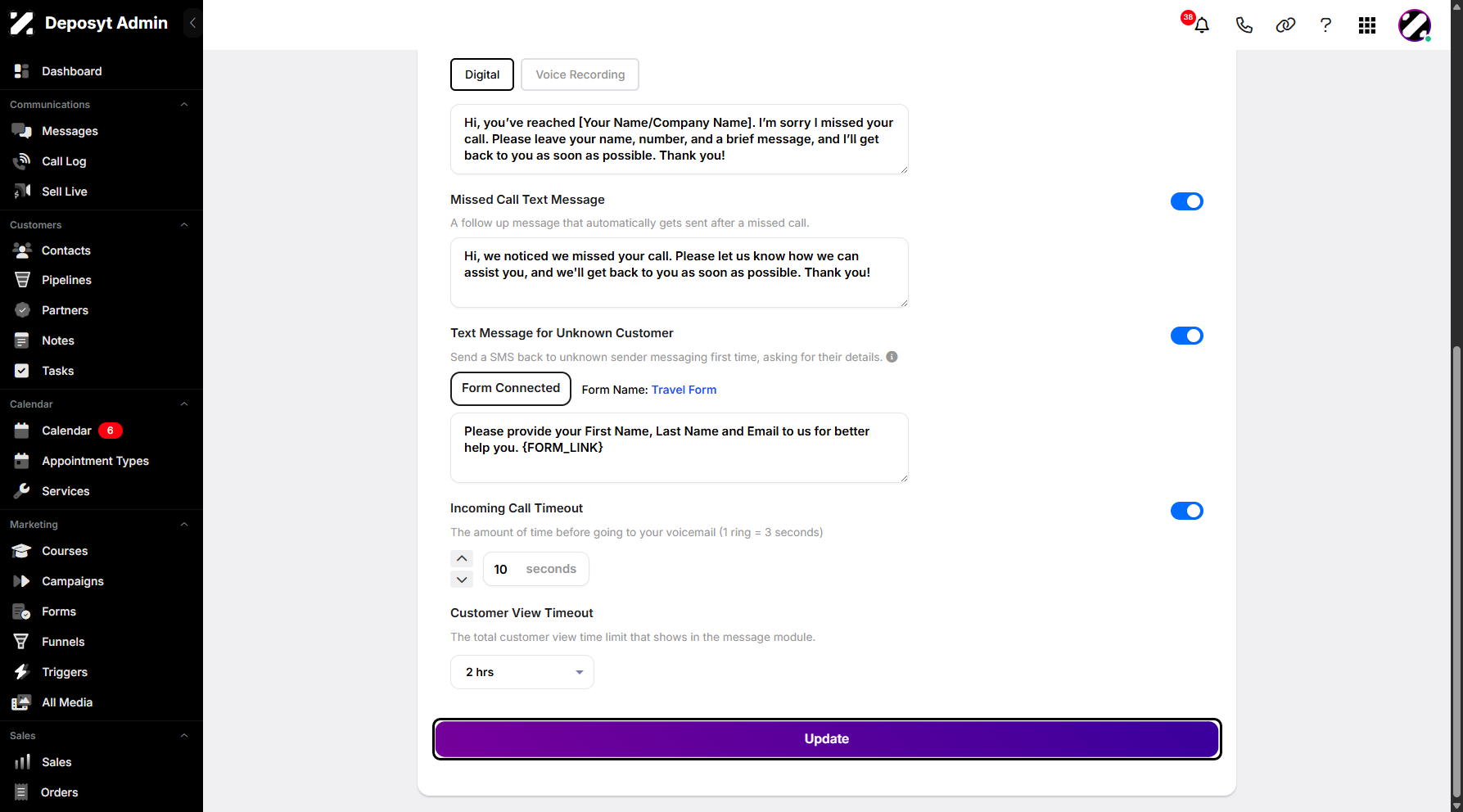 Step 10: Once everything is set, click the Update button to save and apply the changes.