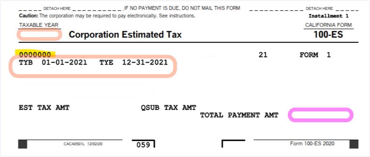 Look at your Tax Return Letter and Find your 100-ES Voucher(s) in your Tax Return