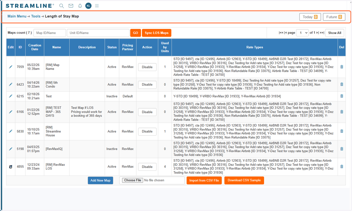 To confirm the changes in Streamline, navigate to the Length of Stay Map page.