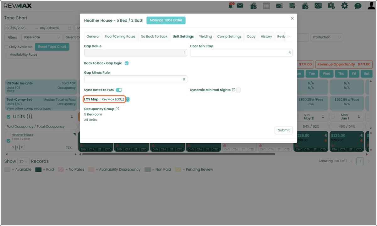 You can also view which LOS Map is assigned to the unit within the unit’s settings.