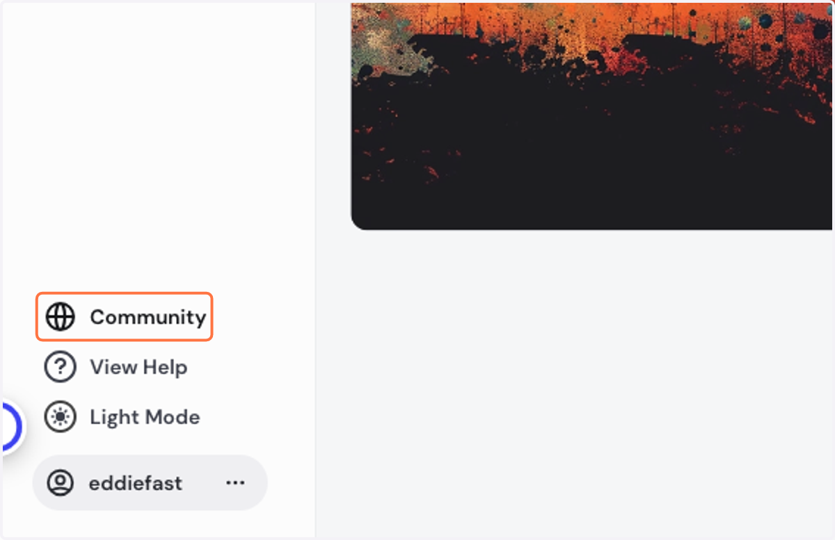 If you "want to make a "NEW" creative Click on Community