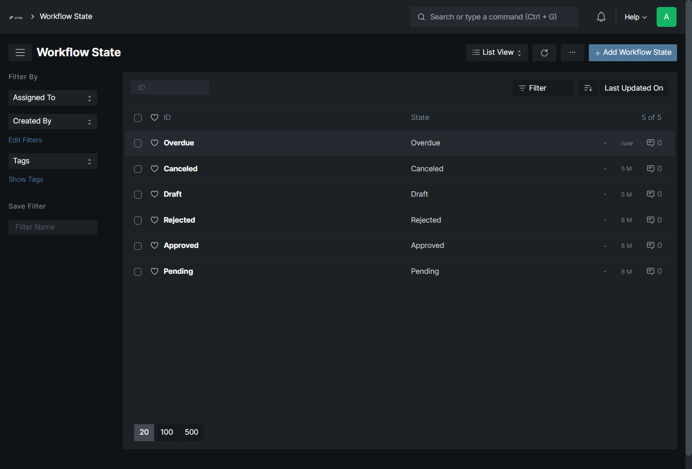 The Workflow can be seen in the workflow list