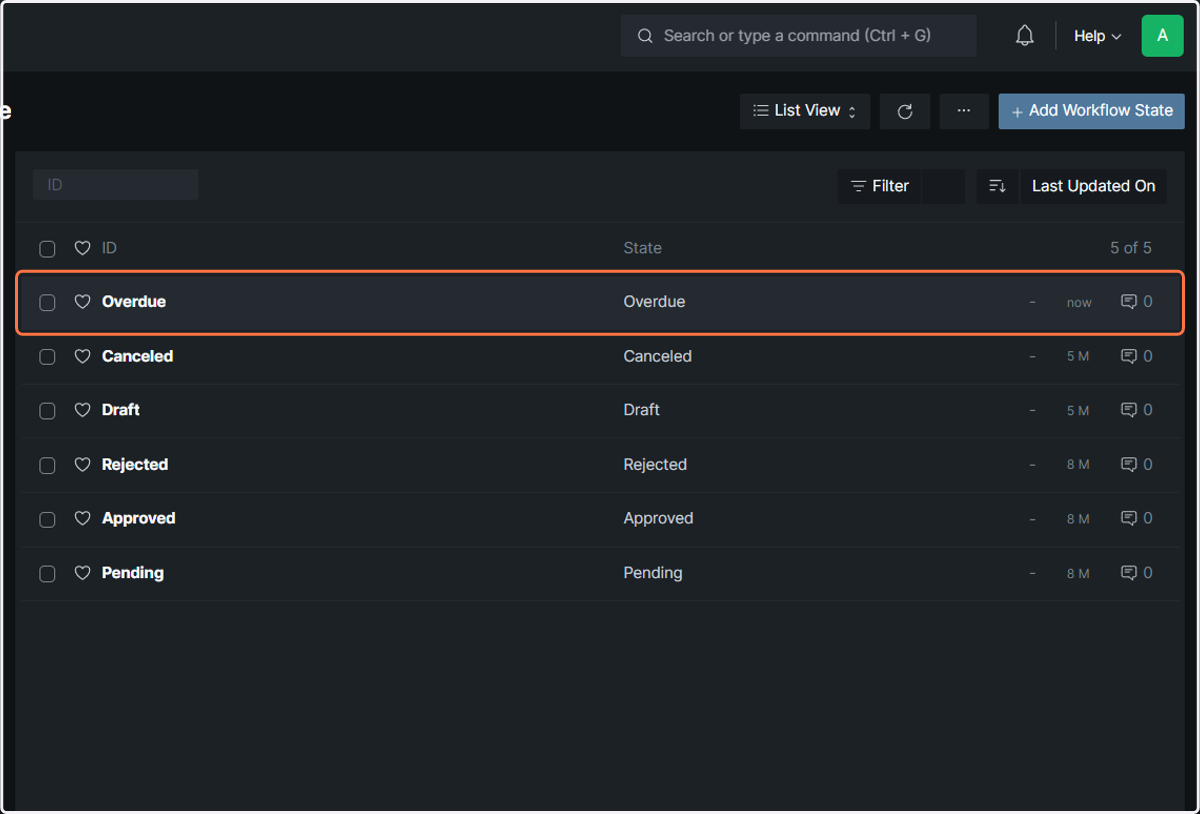 The Workflow can be seen in the workflow list