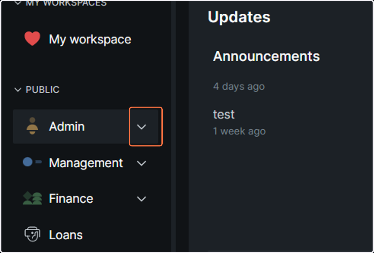 Click on the Admin drop down menu