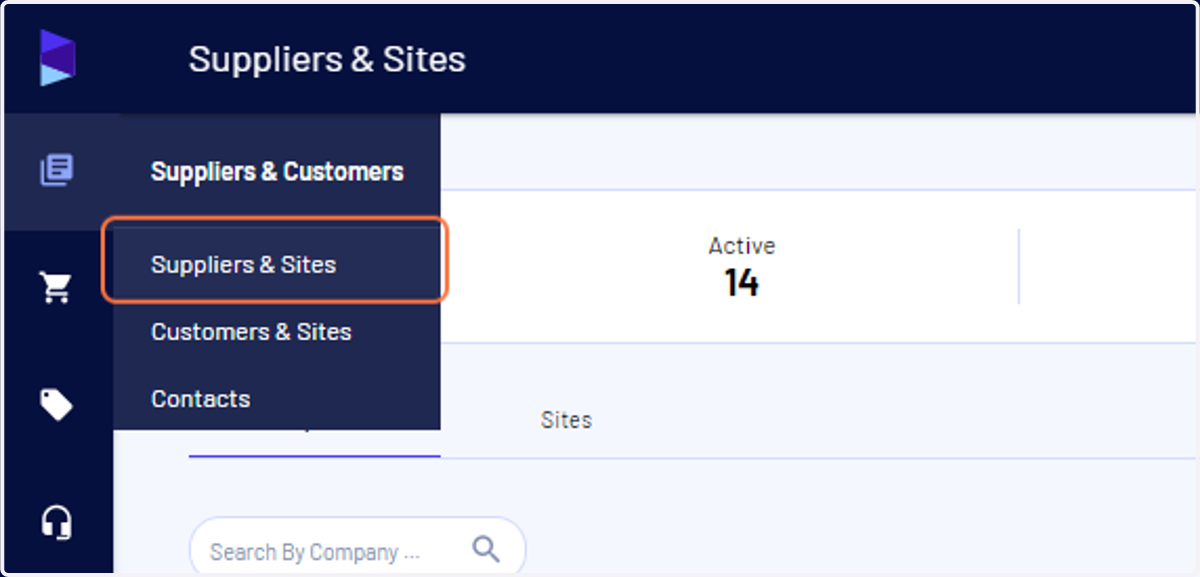 Click on "Suppliers & Sites"