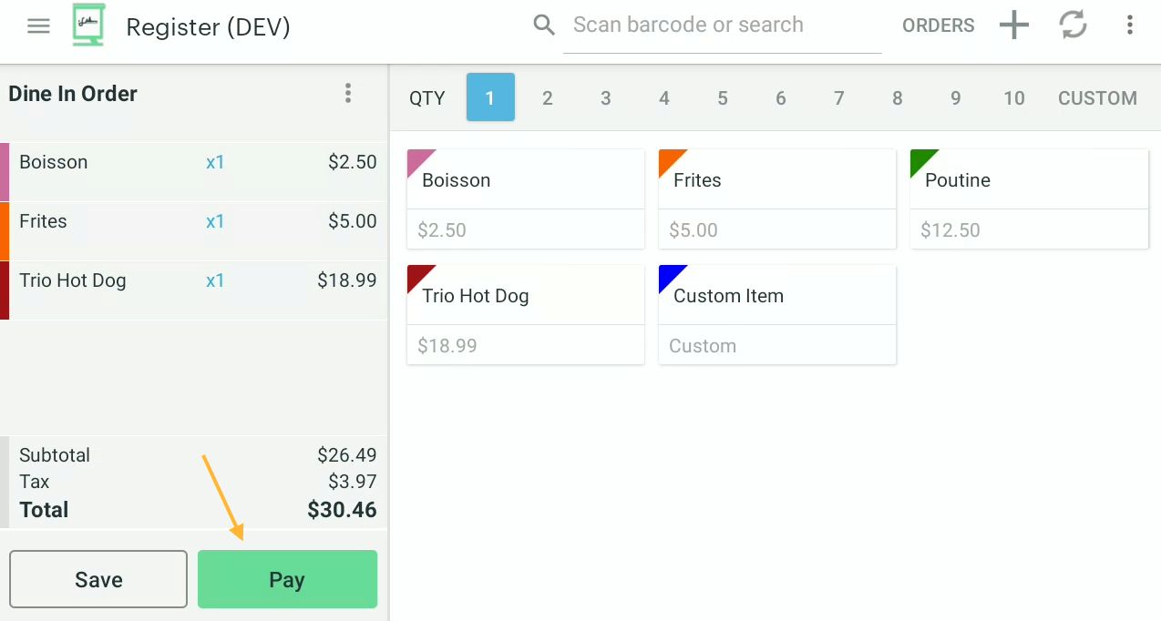 Once youve added all the items to the order, proceed to checkout.
