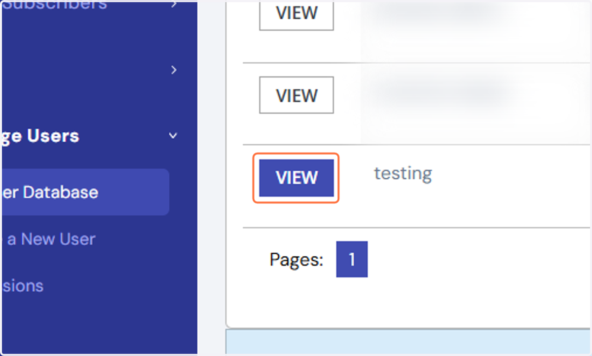 Search for the user's name and click on "View"