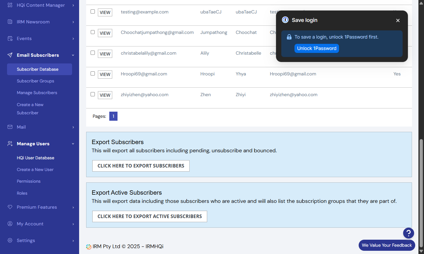 To edit a user's login in HQi, go to "Manage Users", then select "HQi User Database."