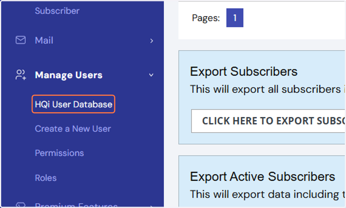 To edit a user's login in HQi, go to "Manage Users", then select "HQi User Database."