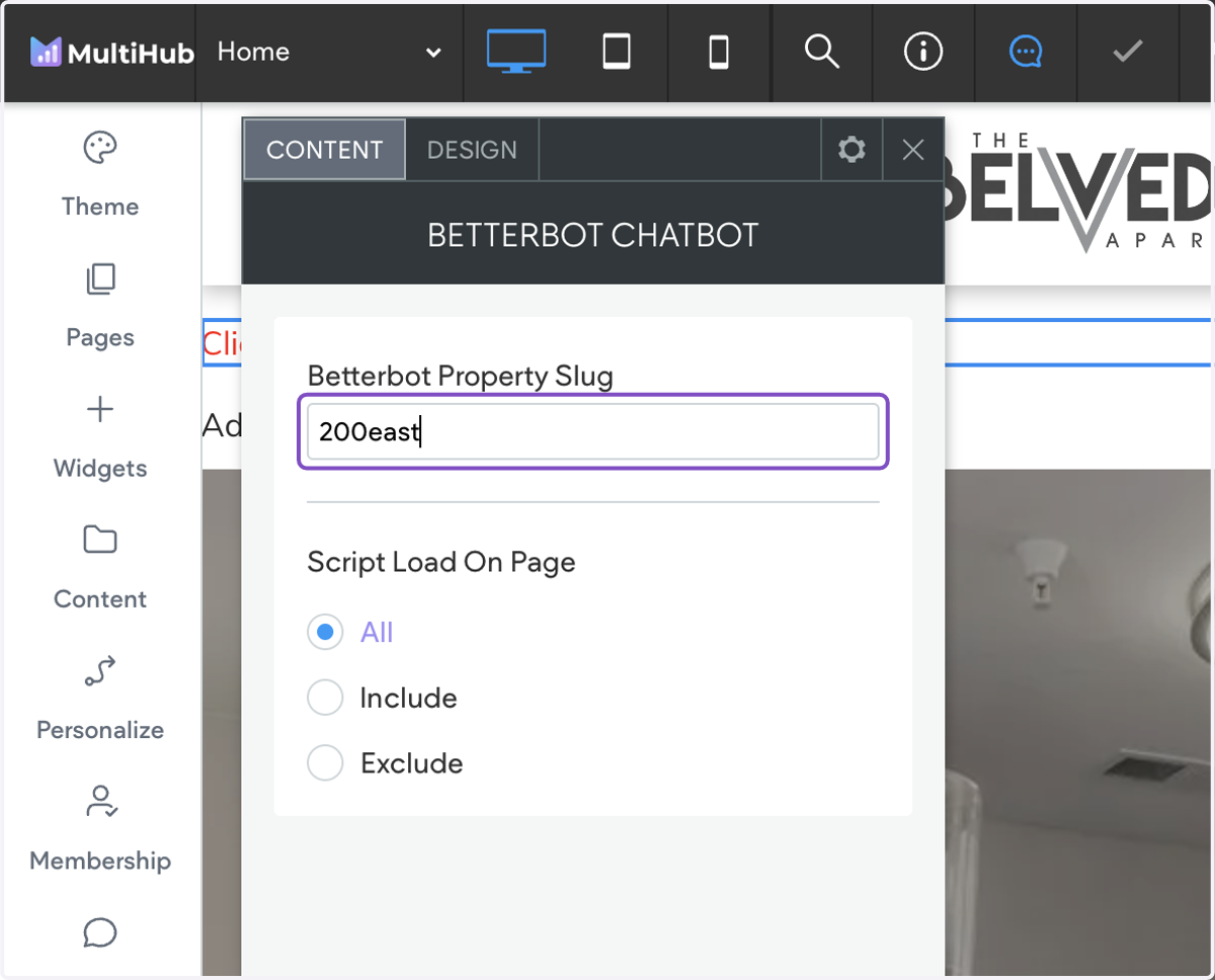 Add in the BetterBot Property Slug