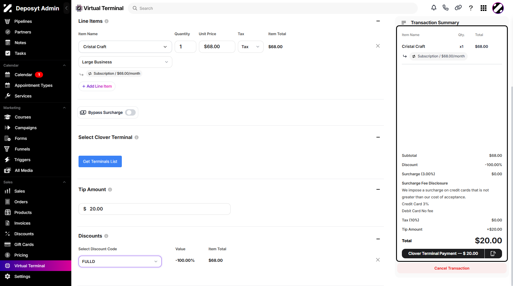 Step 11: You can view the transaction summary on the right-hand side of your screen for a complete overview.