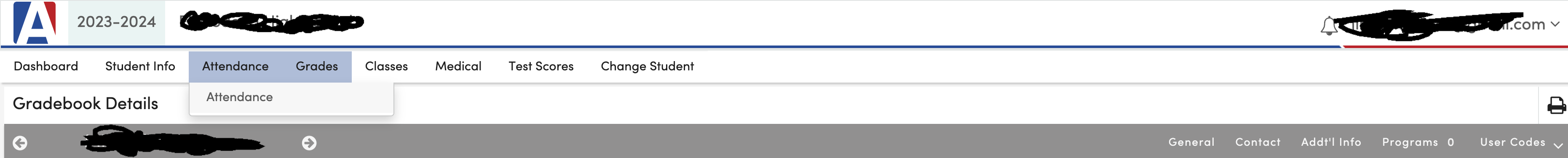Click on the Attendance tab to see your student's period attendance.