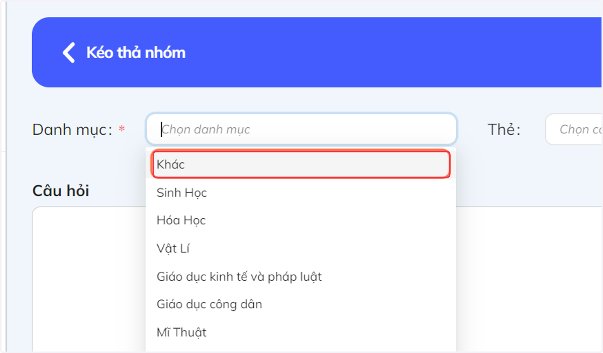 Nhấn chọn môn học