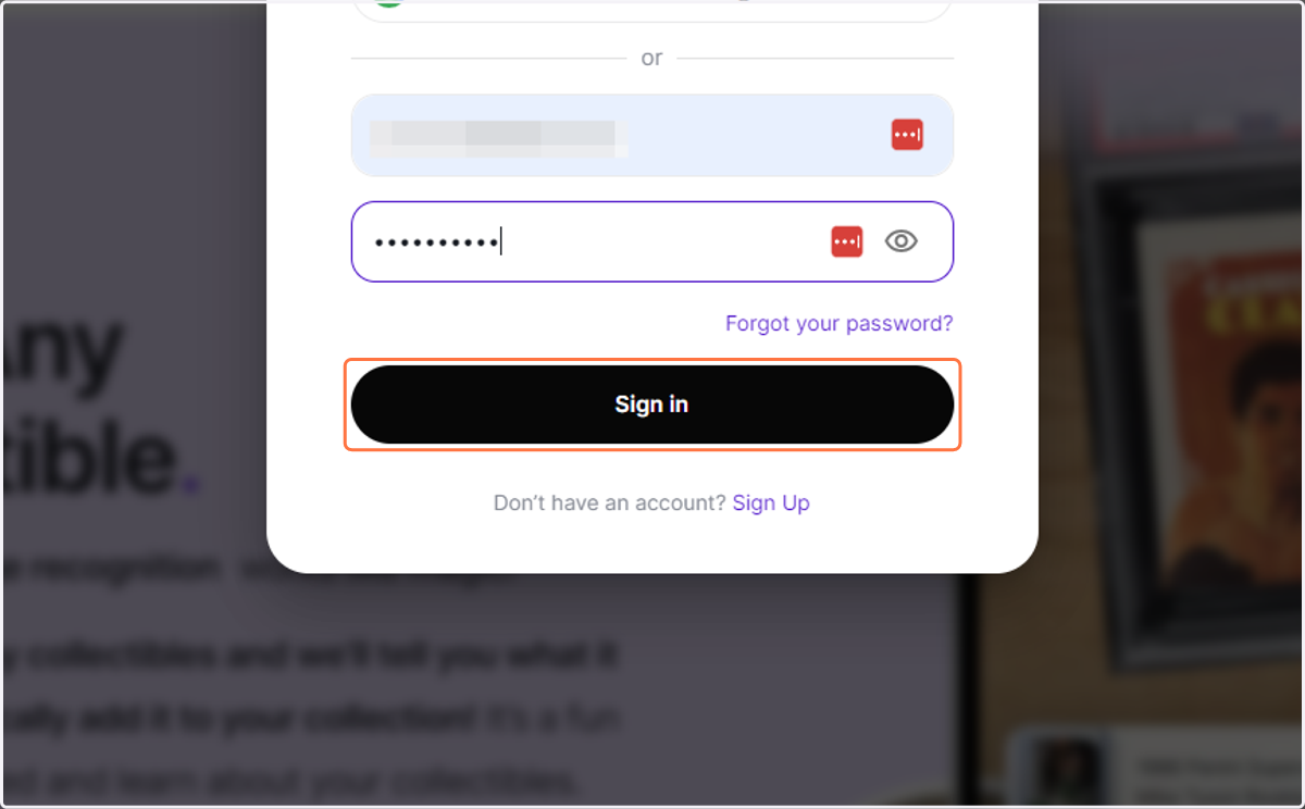 Click on Sign in