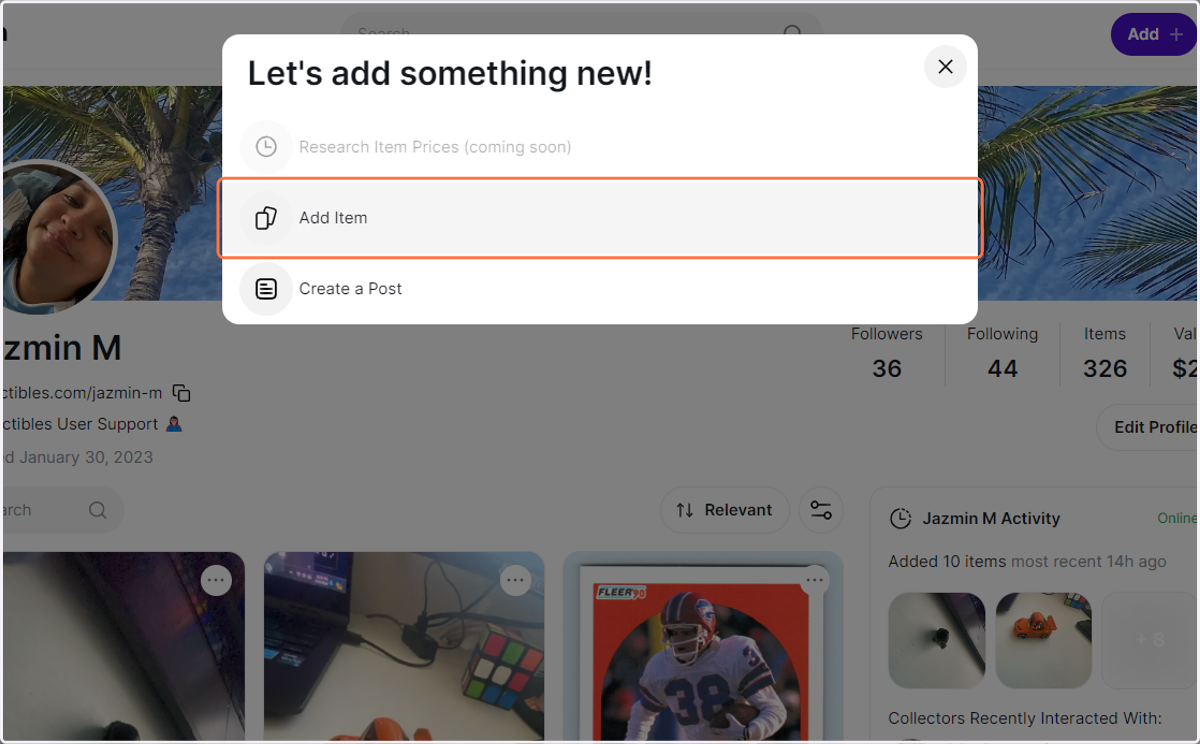 Click on Add Item