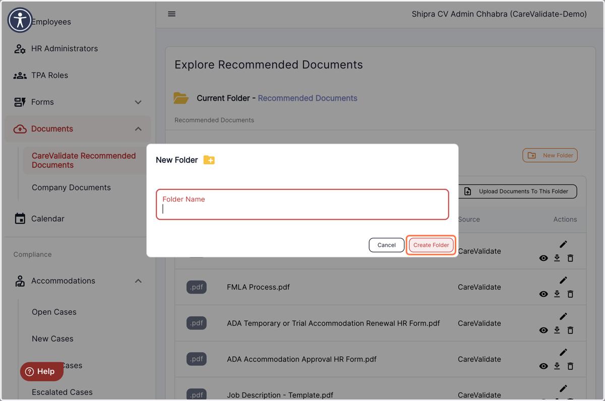 Assign a name to the folder and hit Create folder