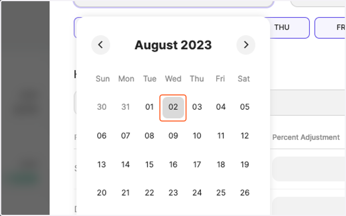 Select the dates accordingly
