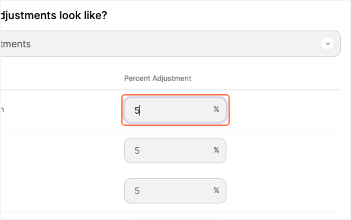 Enter your desired positive or negative value in the list