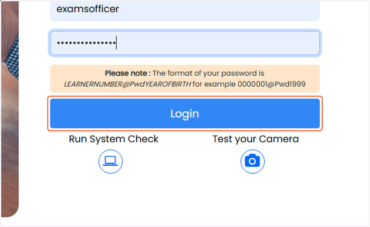 Upon establishing an internet connection, navigate to the Saras Test Player and instead of logging in as a learner, log in to this area with your Saras log in details.