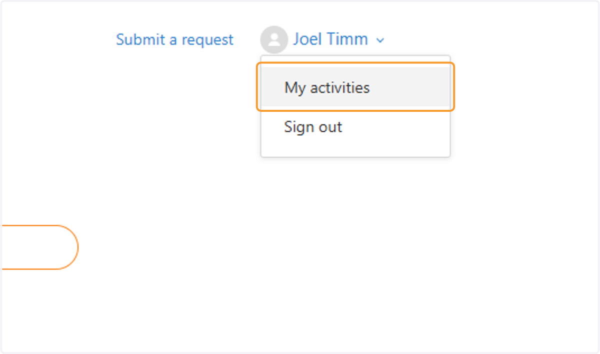 Click on My activities on the Dropdown