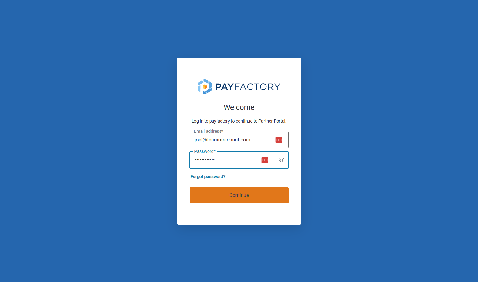 Enter Your Login Email and Password then Click on Continue