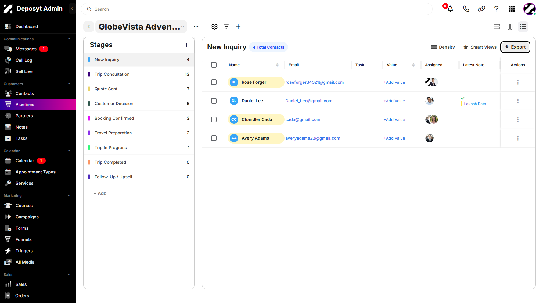 Step 8: You can quickly click the Export button located next to the Smart Views button.