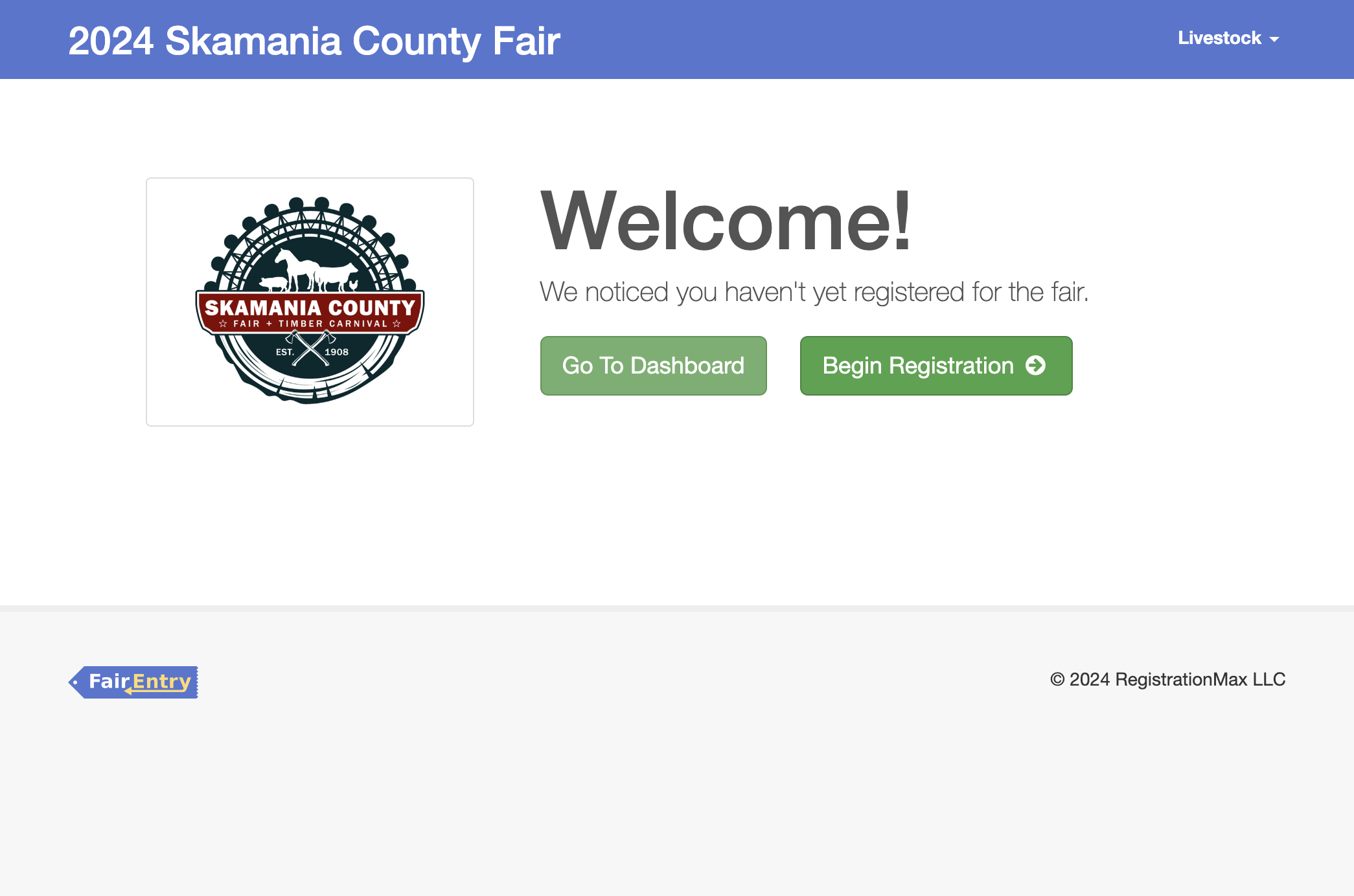 Click on Begin Registration